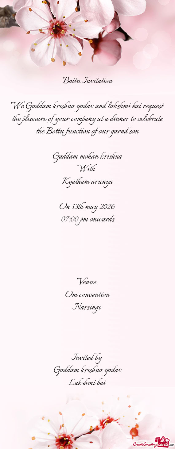 Bottu Invitation