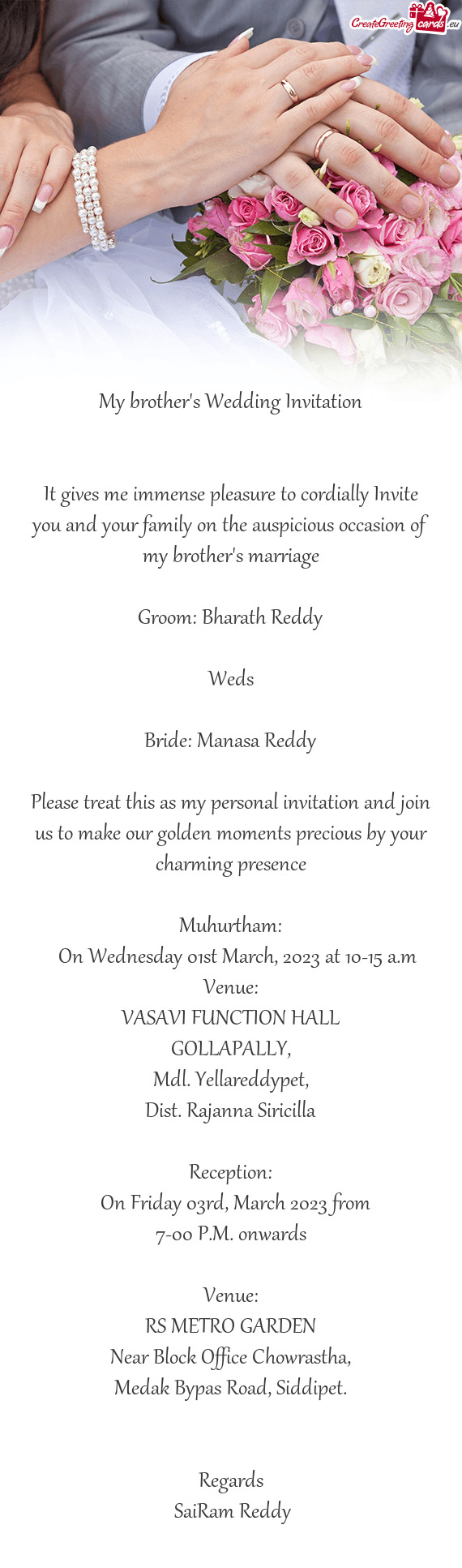 Bride: Manasa Reddy