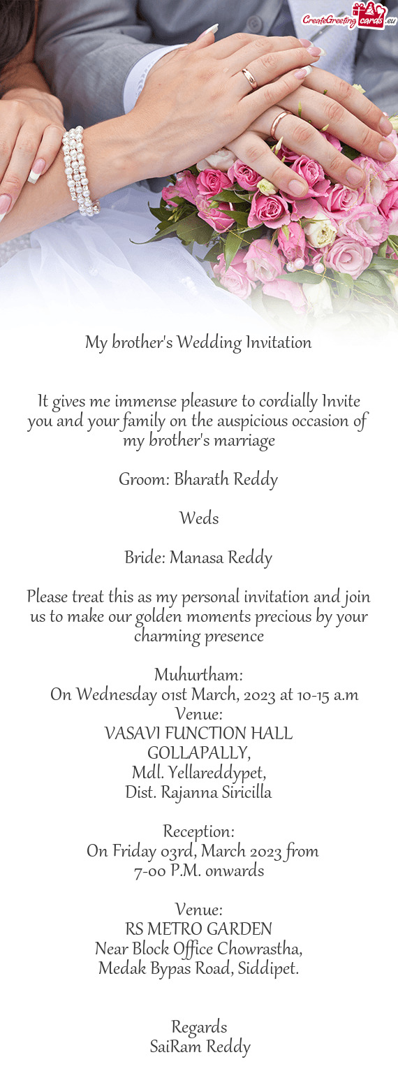 Bride: Manasa Reddy