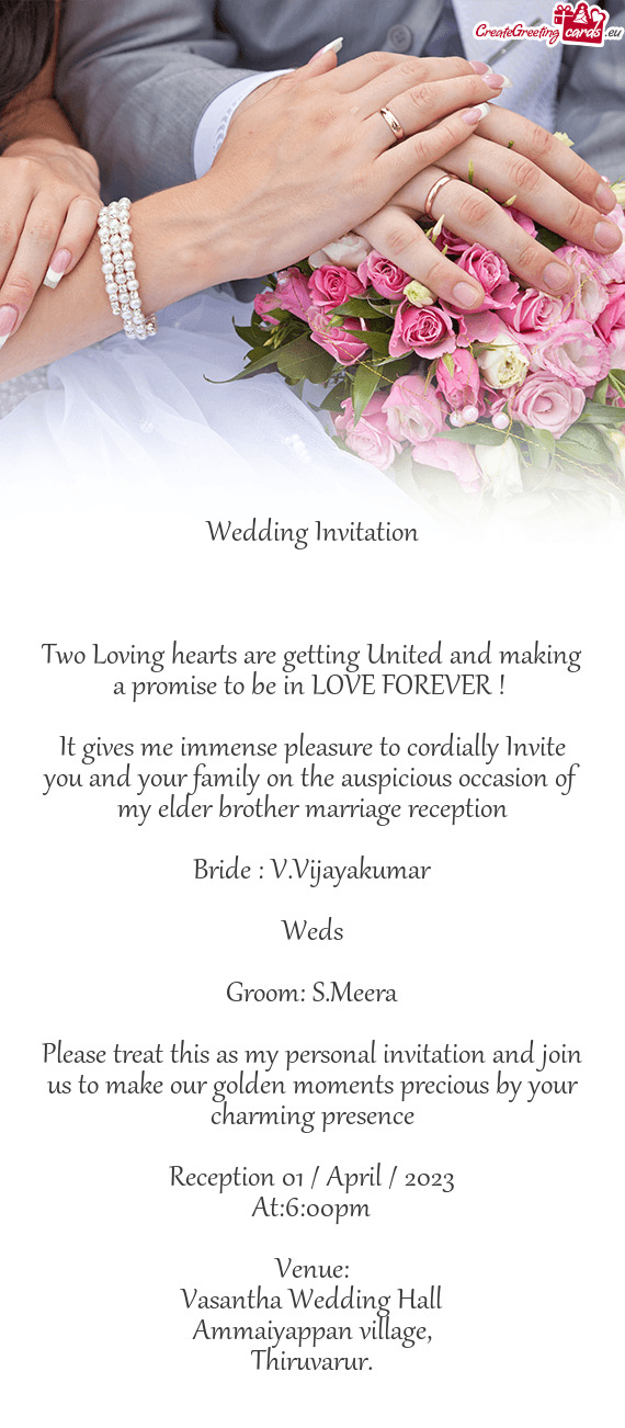 Bride : V.Vijayakumar