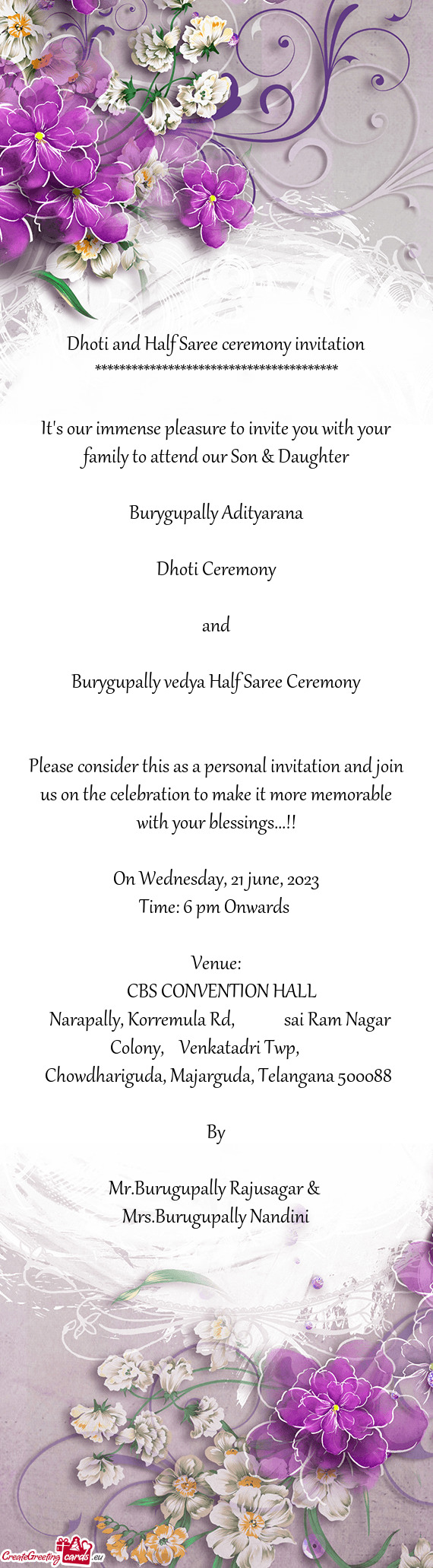 Burygupally vedya Half Saree Ceremony