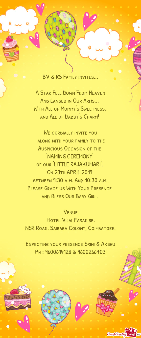 BV & RS Family invites