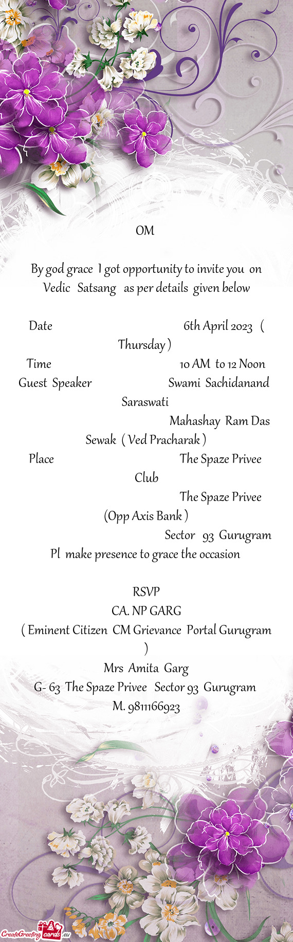 By god grace I got opportunity to invite you on Vedic Satsang as per details given below