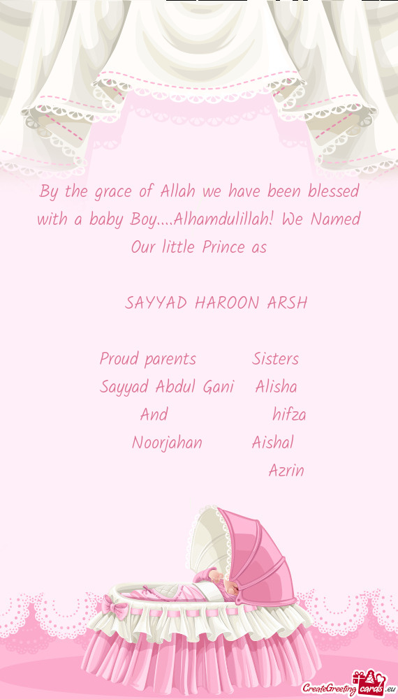 By the grace of Allah we have been blessed with a baby Boy....Alhamdulillah! We Named Our little Pri