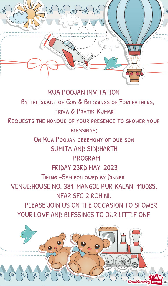 By the grace of God & Blessings of Forefathers, Priva & Pratik Kumar