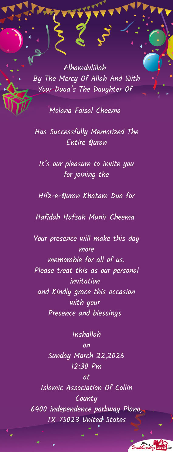 By The Mercy Of Allah And With Your Duaa’s The Daughter Of