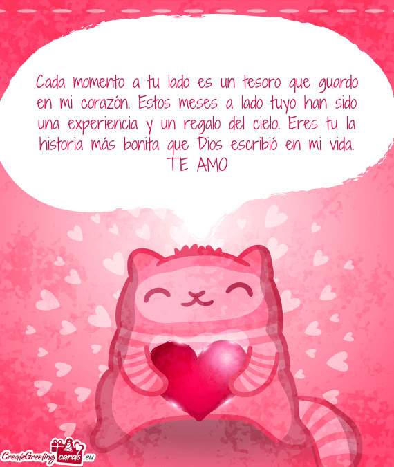 Cada momento a tu lado es un tesoro que guardo en mi corazón. Estos meses a lado tuyo han sido una