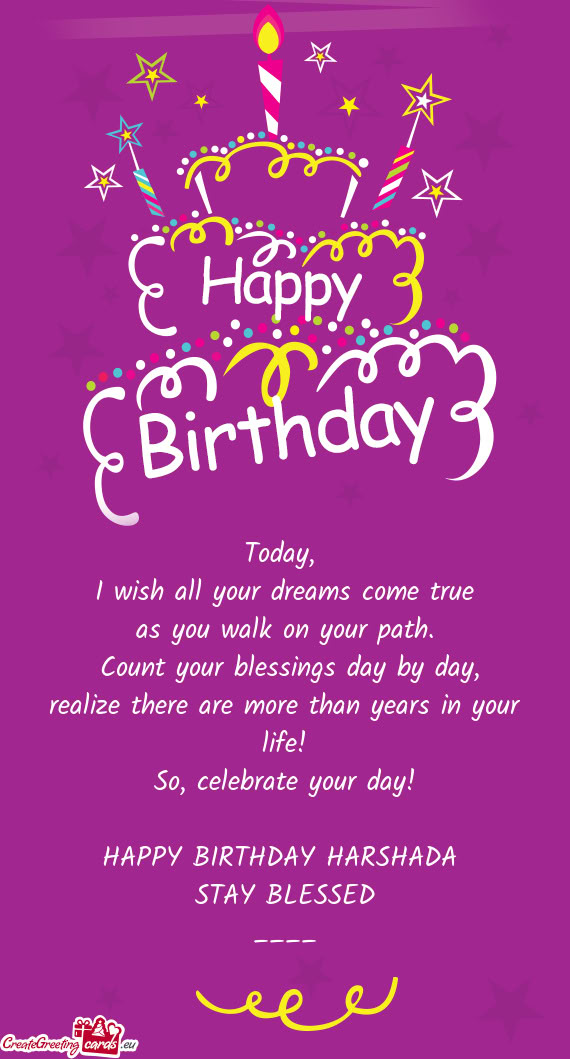 Celebrate your day! HAPPY BIRTHDAY HARSHADA STAY BLESSED
