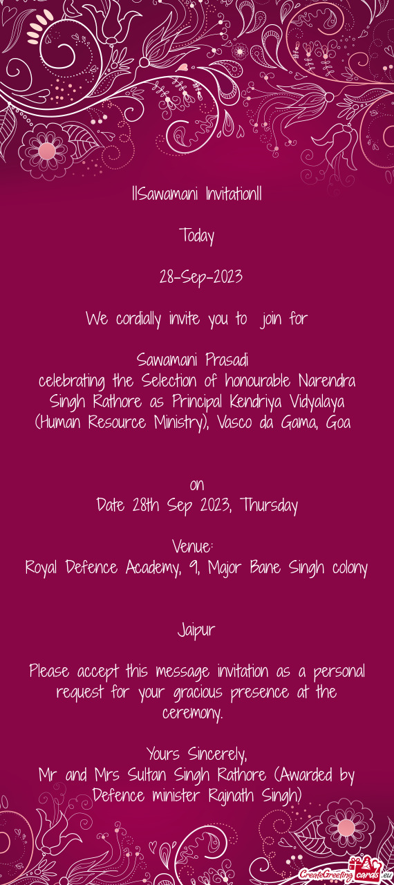 Celebrating the Selection of honourable Narendra Singh Rathore as Principal Kendriya Vidyalaya (Huma