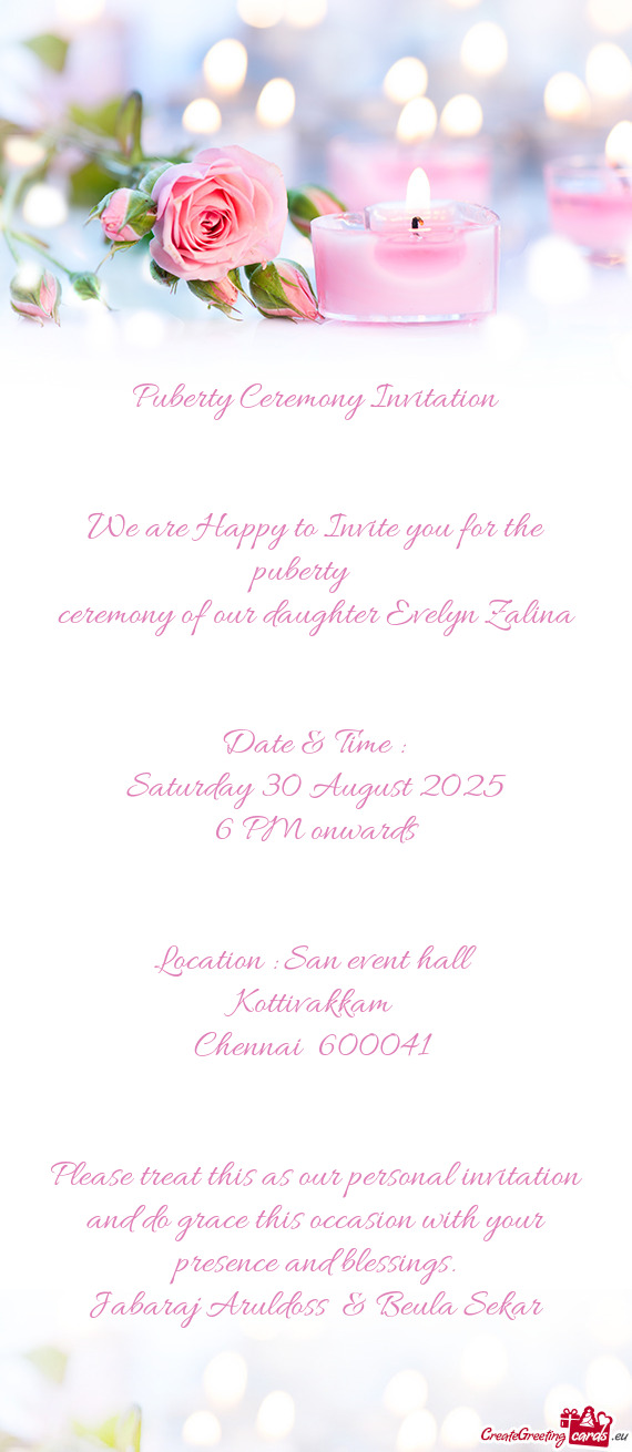 Ceremony of our daughter Evelyn Zalina