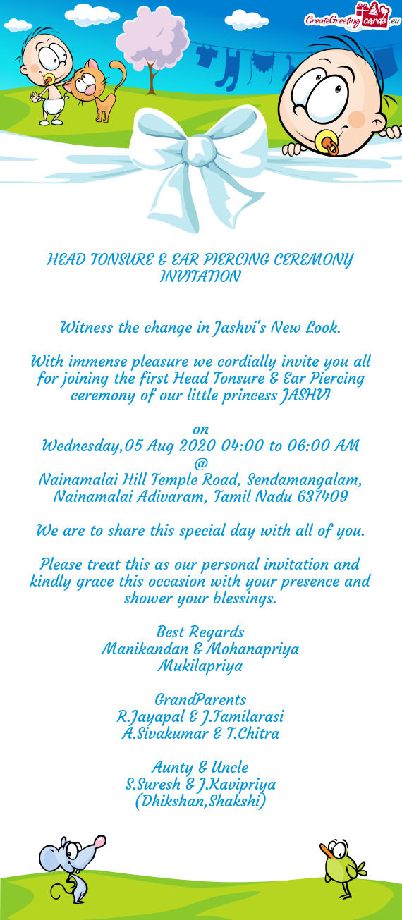 Ceremony of our little princess JASHVI