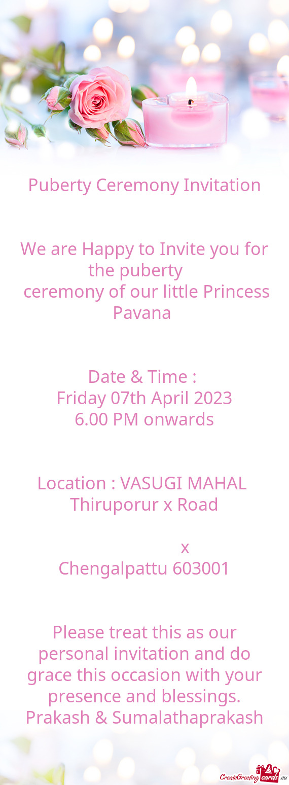 Ceremony of our little Princess Pavana