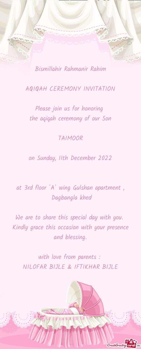 Ceremony of our Son  TAIMOOR on Sunday