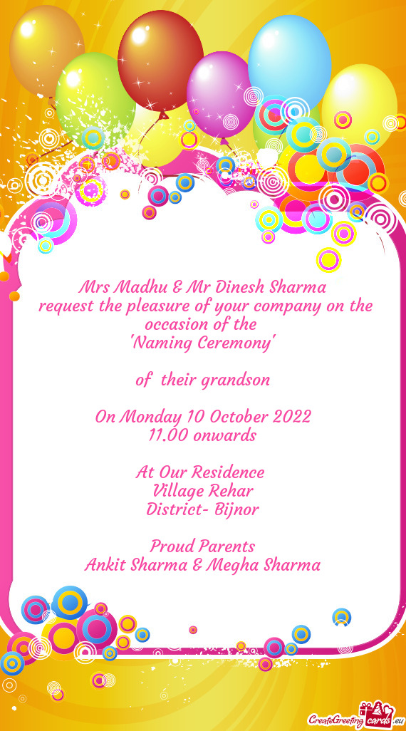 Ceremony" of their grandson On Monday 10 October 2022 11