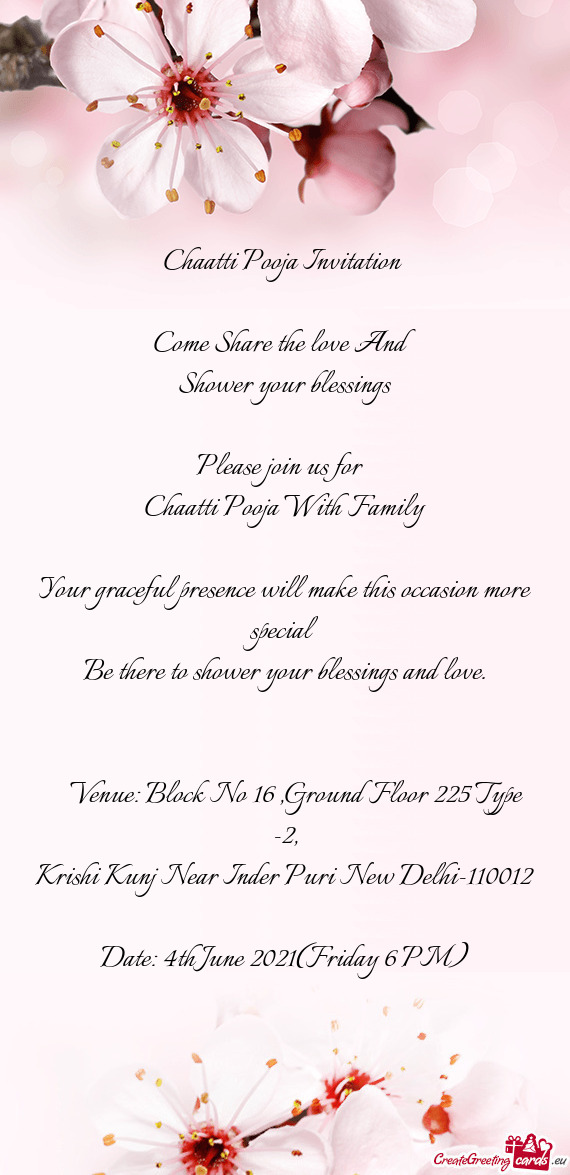 Chaatti Pooja Invitation