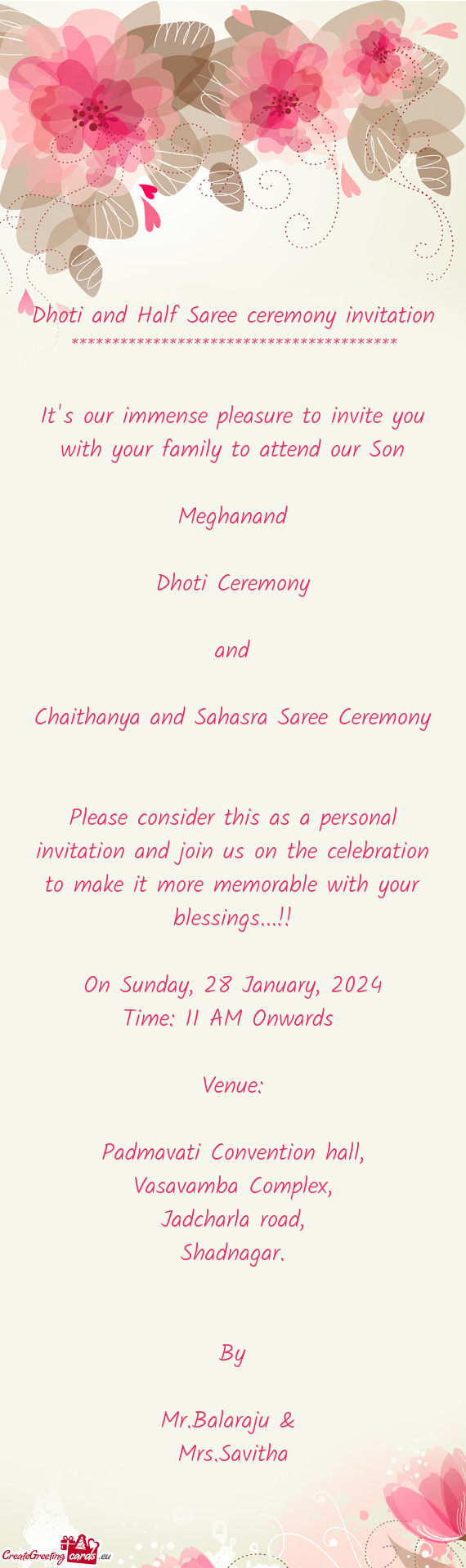 Chaithanya and Sahasra Saree Ceremony