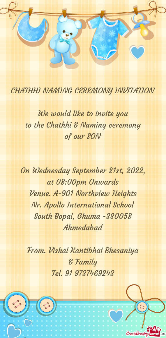 CHATHHI NAMING CEREMONY INVITATION