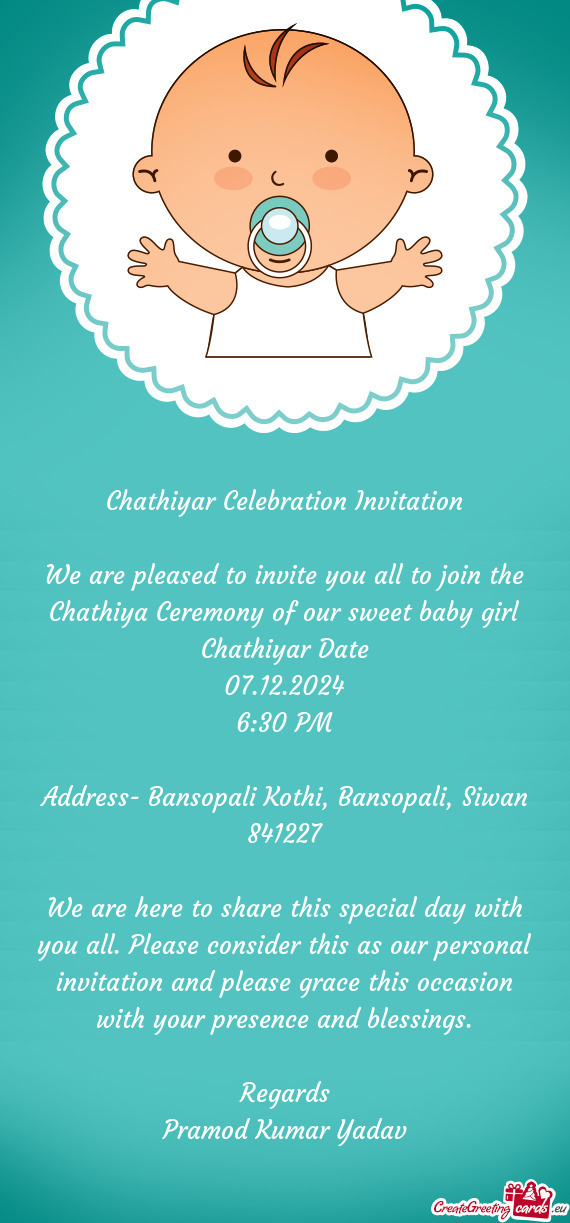 Chathiyar Celebration Invitation