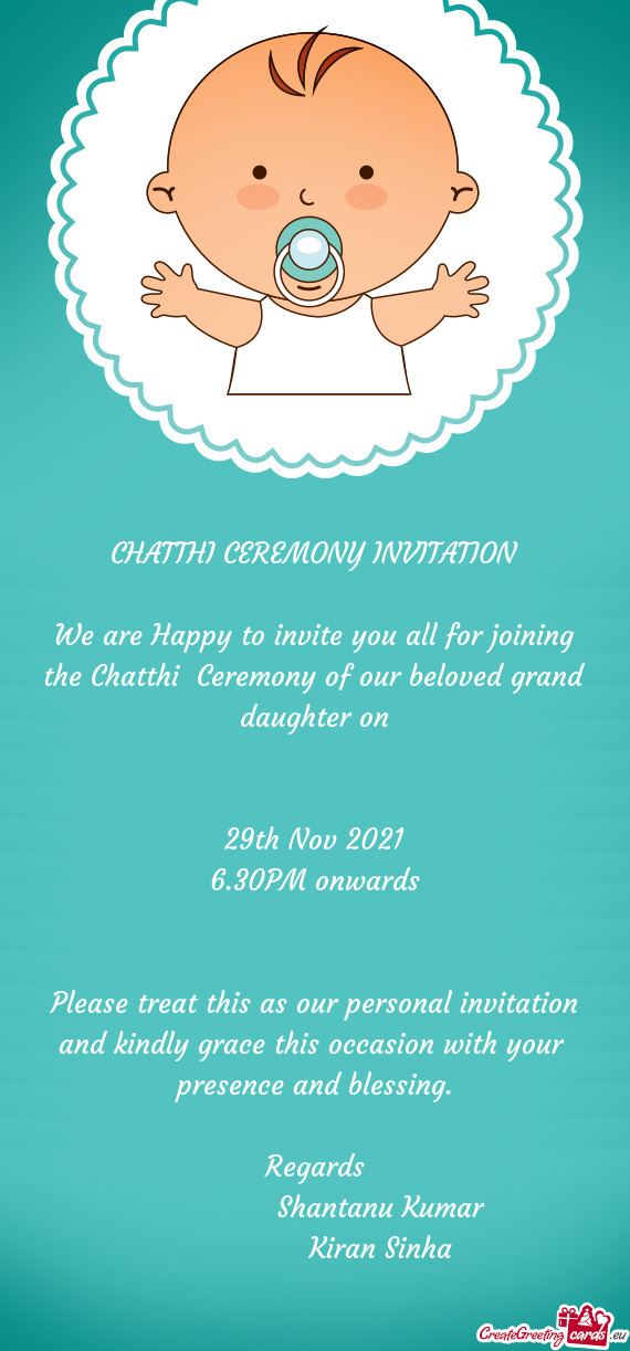 CHATTHI CEREMONY INVITATION