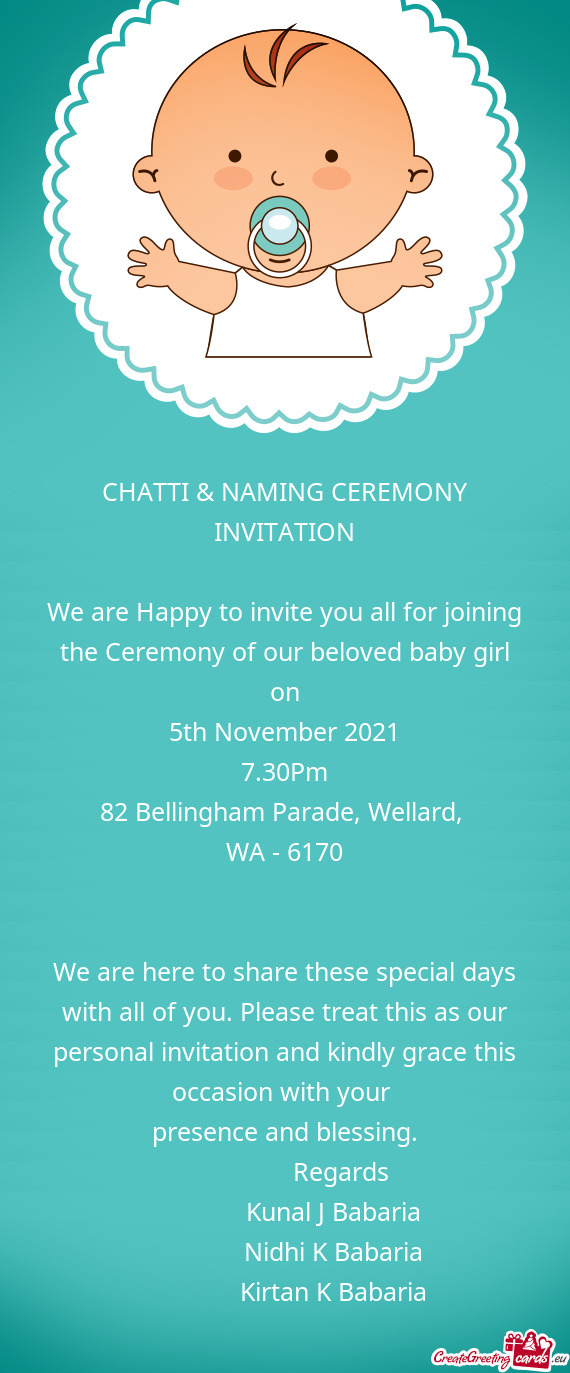 CHATTI & NAMING CEREMONY INVITATION