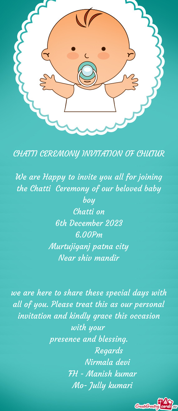 CHATTI CEREMONY INVITATION OF CHUTUR