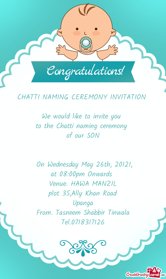 CHATTI NAMING CEREMONY INVITATION