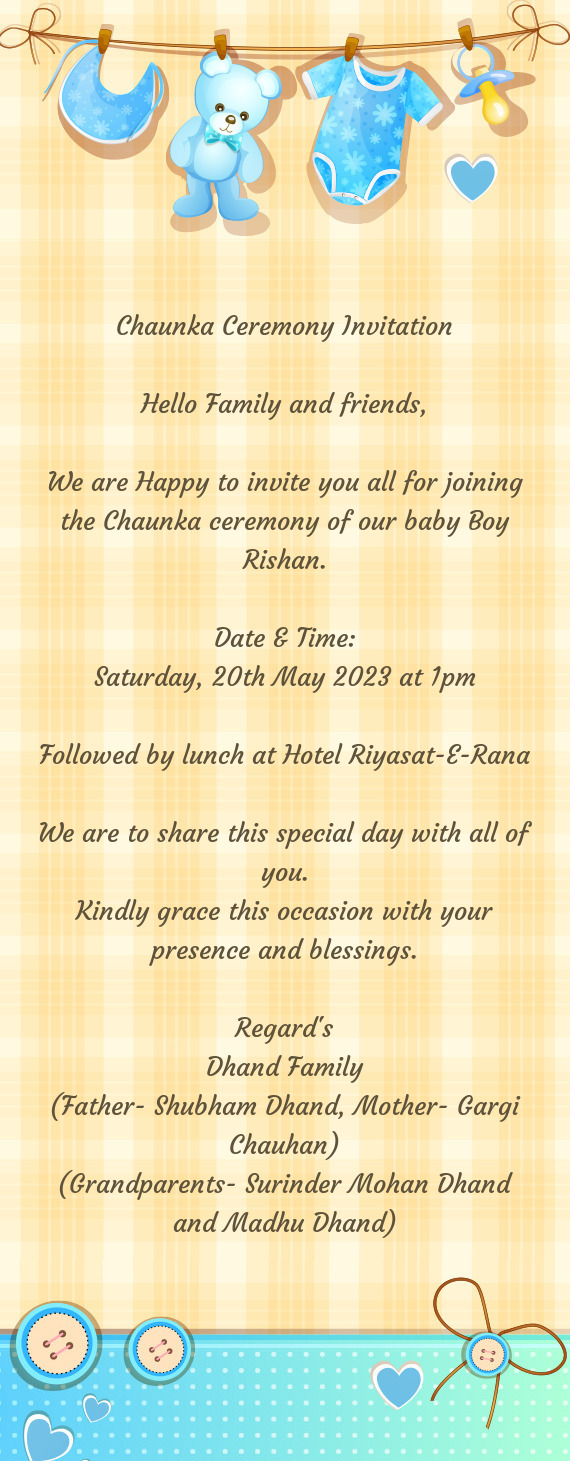 Chaunka Ceremony Invitation