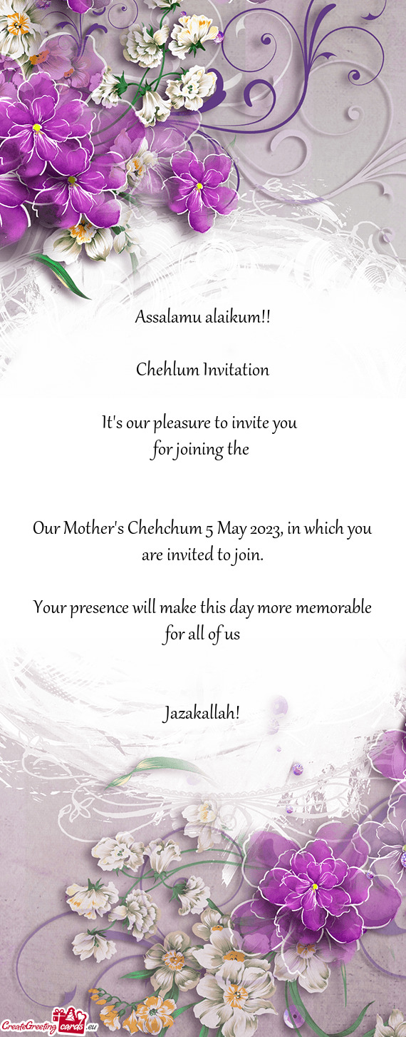 Chehlum Invitation