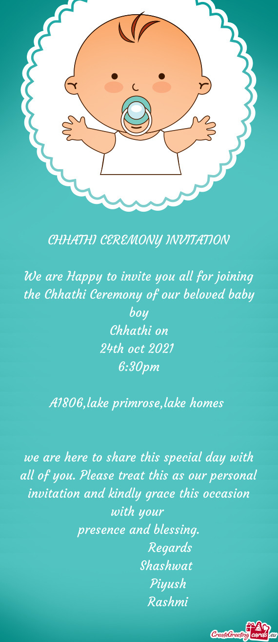 CHHATHI CEREMONY INVITATION