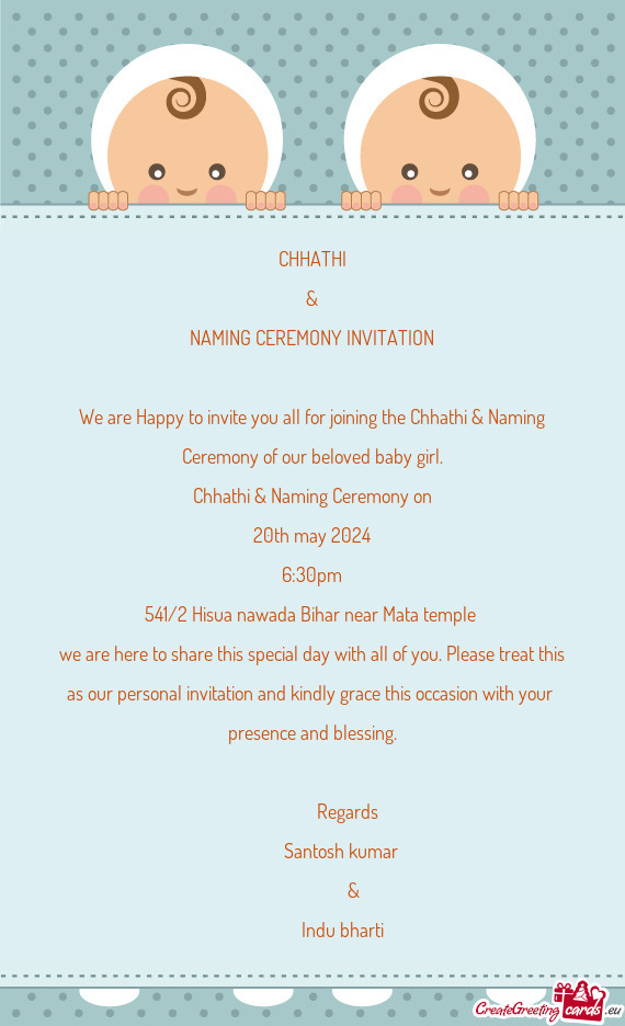 Chhathi & Naming Ceremony on