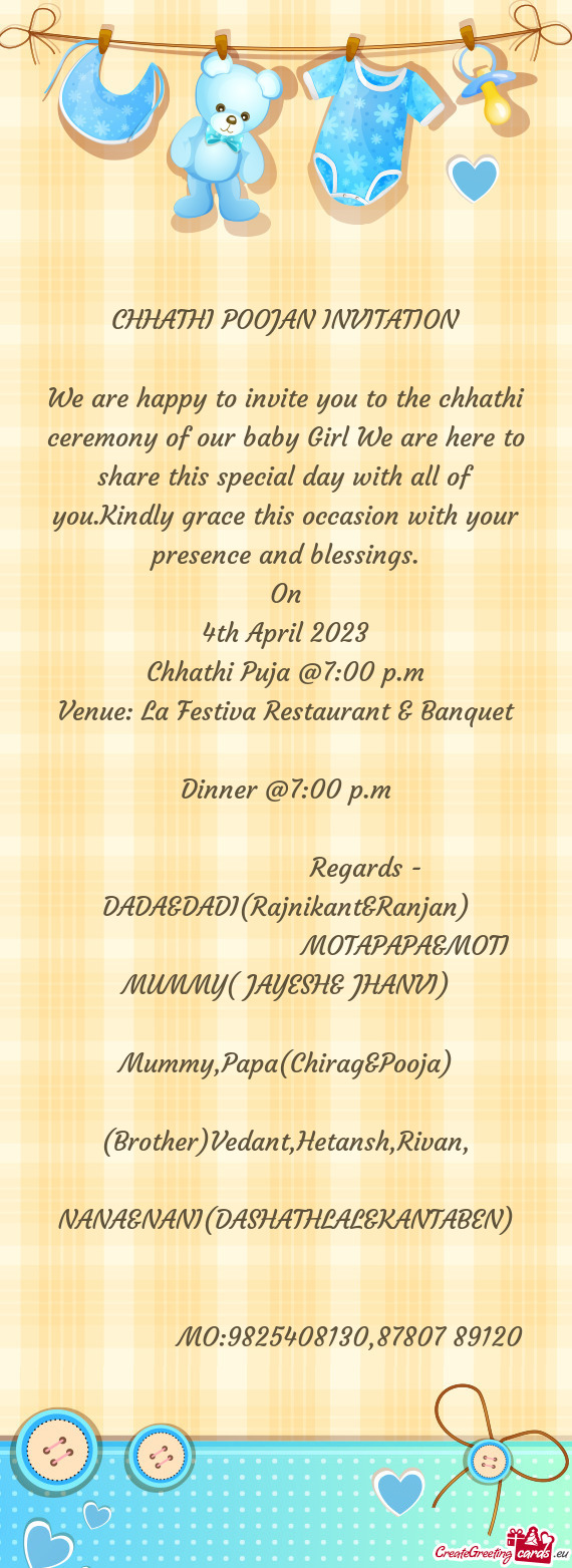 CHHATHI POOJAN INVITATION