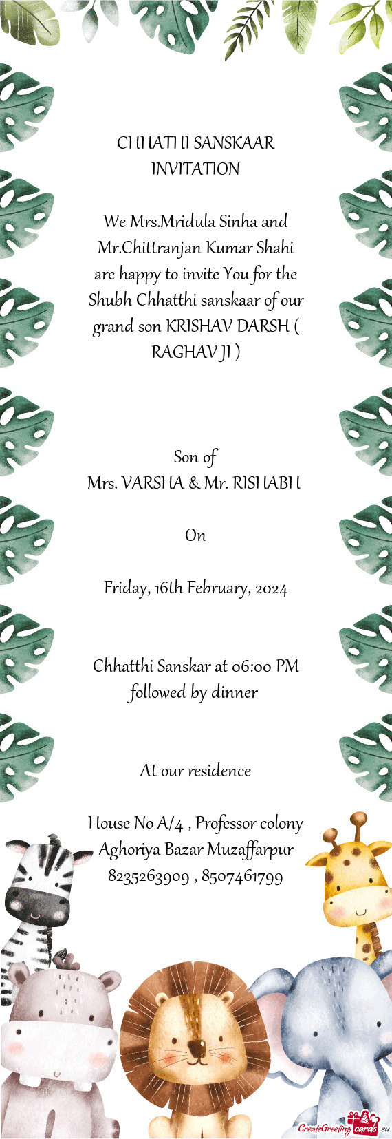 CHHATHI SANSKAAR INVITATION