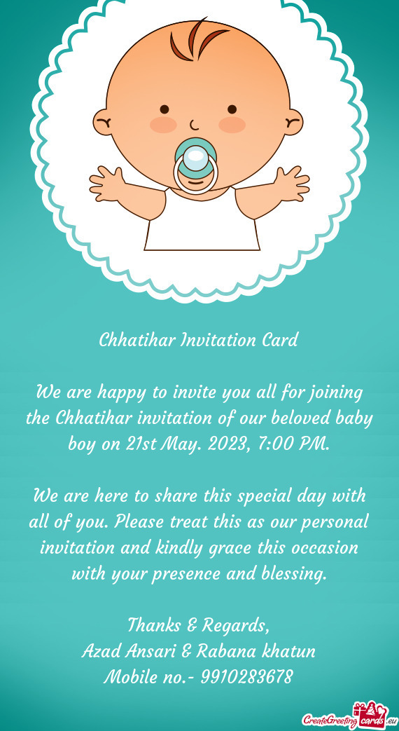Chhatihar Invitation Card
