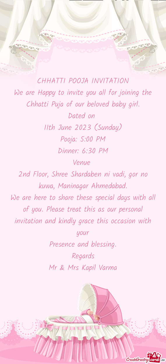 CHHATTI POOJA INVITATION