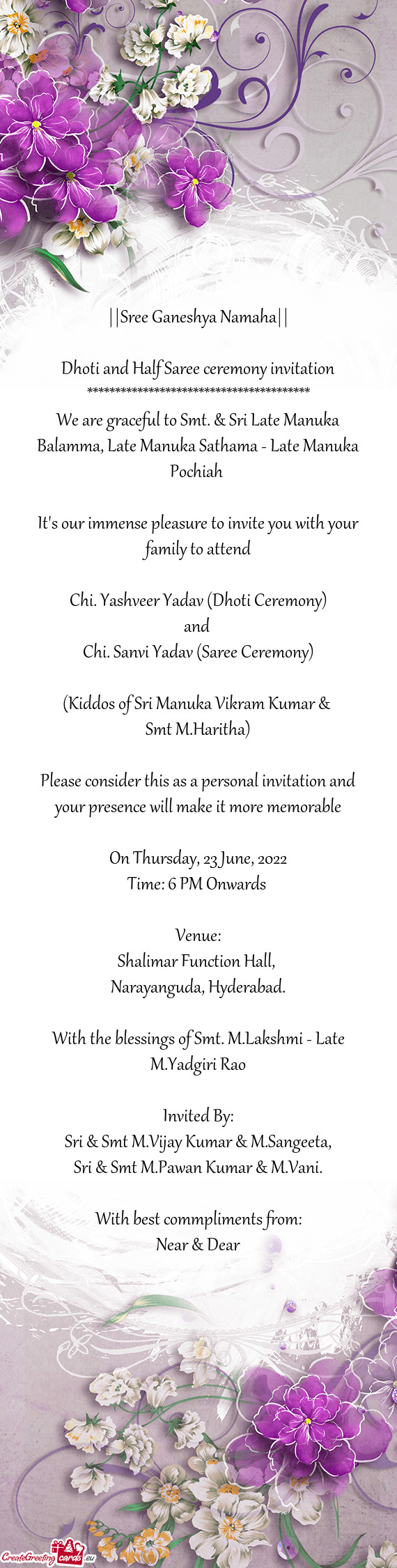 Chi. Sanvi Yadav (Saree Ceremony)