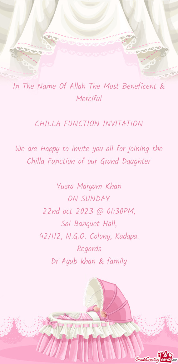 CHILLA FUNCTION INVITATION