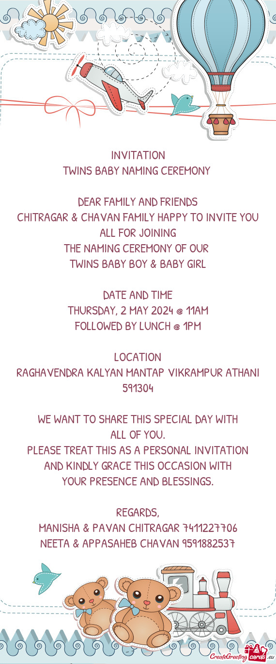 CHITRAGAR & CHAVAN FAMILY HAPPY TO INVITE YOU ALL FOR JOINING