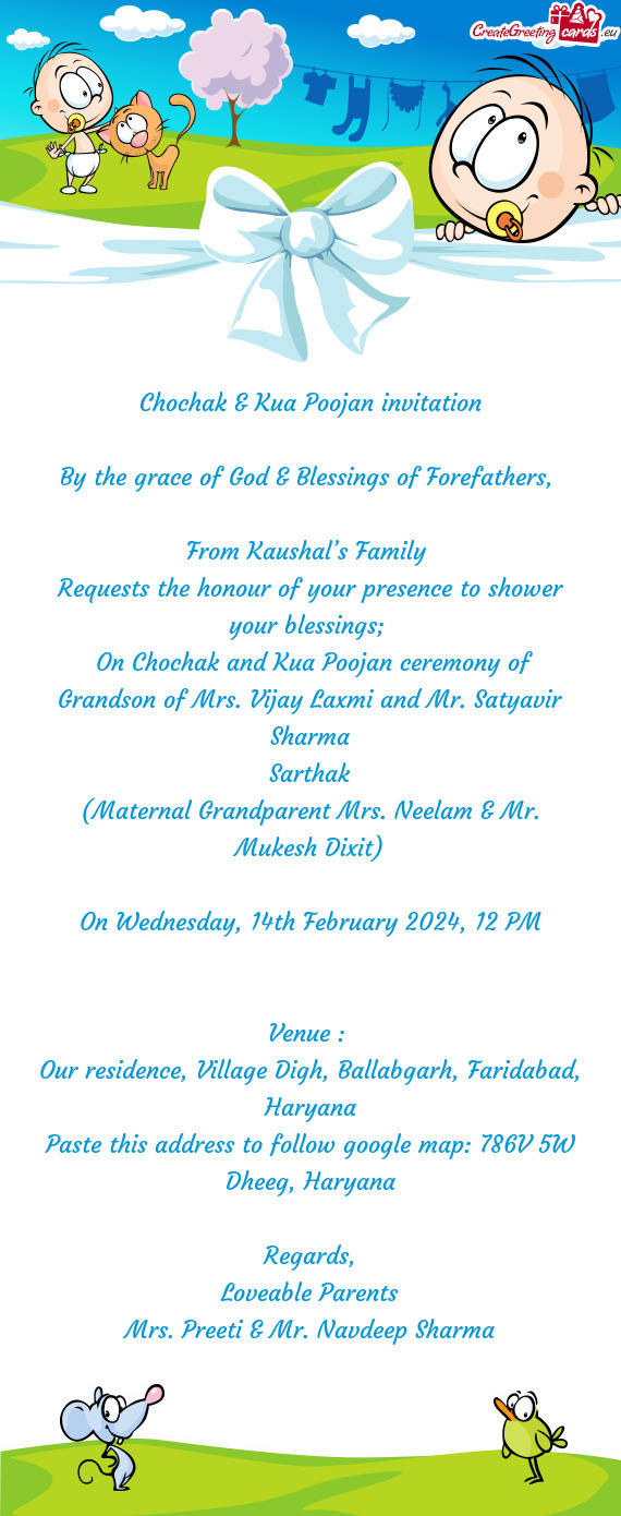 Chochak & Kua Poojan invitation