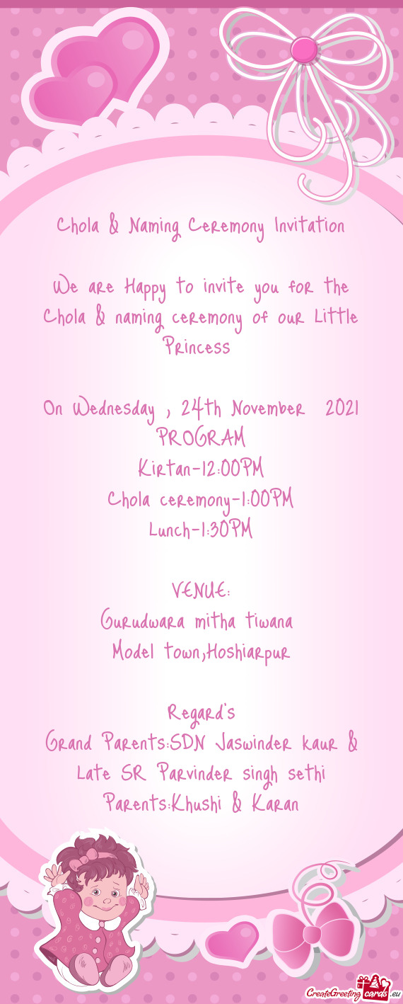 Chola & naming ceremony of our Little Princess