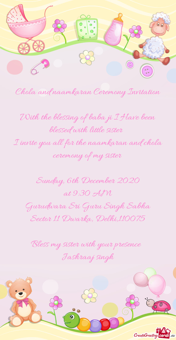 Chola and naamkaran Ceremony Invitation