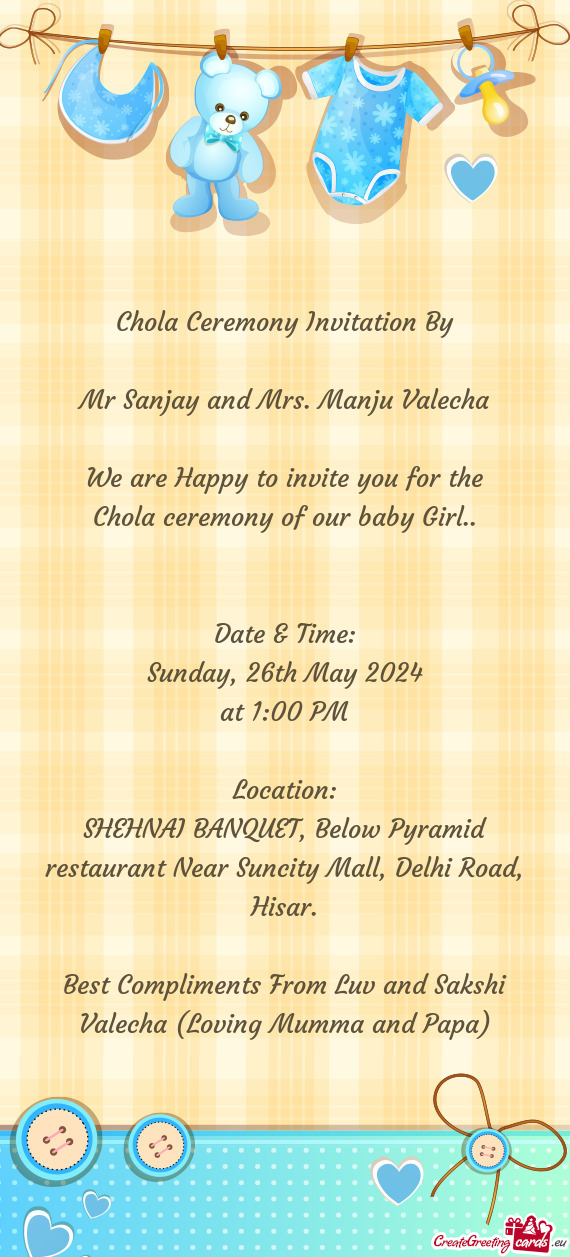Chola Ceremony Invitation By