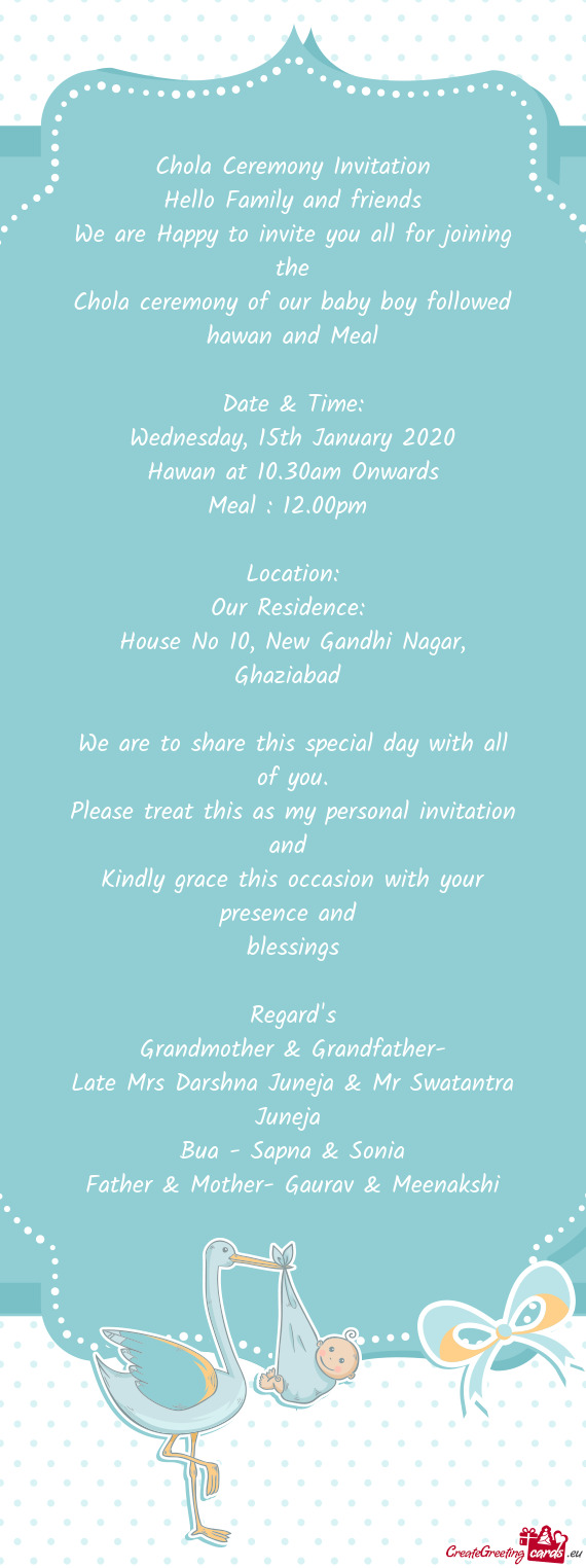 Chola Ceremony Invitation