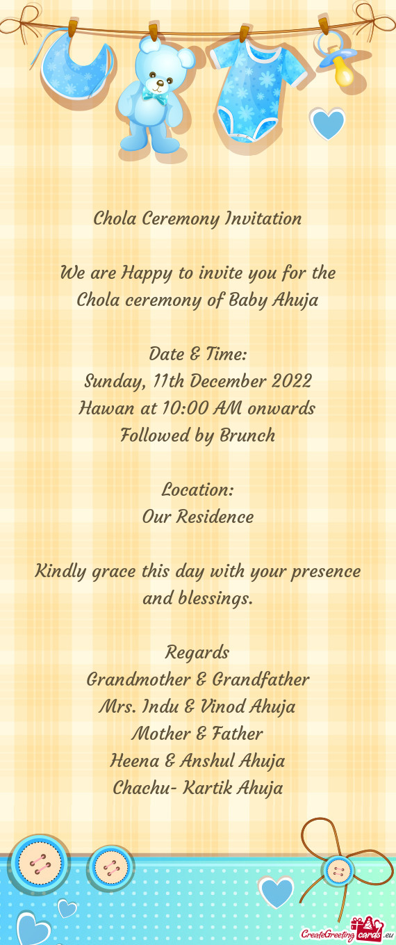 Chola ceremony of Baby Ahuja