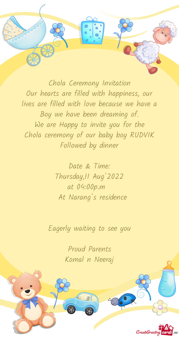 Chola ceremony of our baby boy RUDVIK