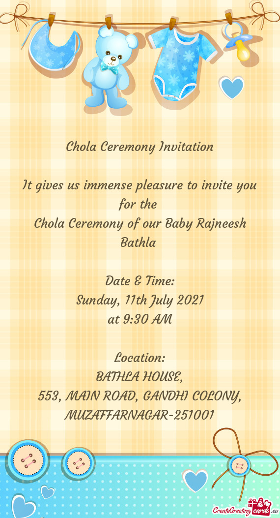 Chola Ceremony of our Baby Rajneesh Bathla