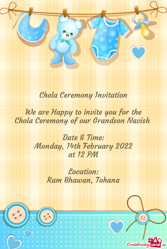 Chola Ceremony of our Grandson Navish