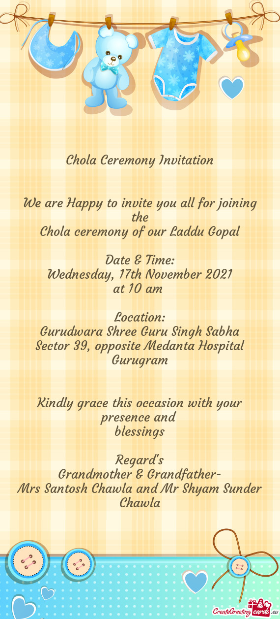 Chola ceremony of our Laddu Gopal