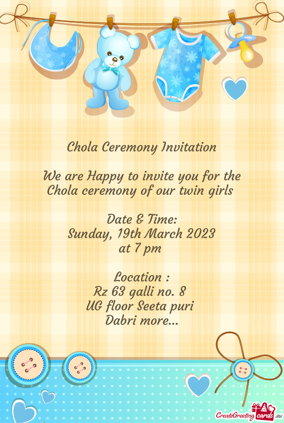 Chola ceremony of our twin girls