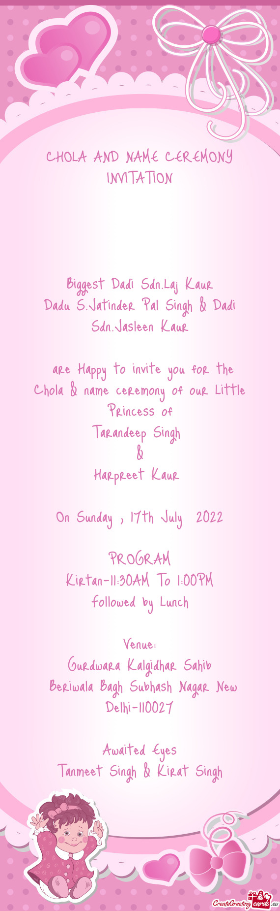 Chola & name ceremony of our Little Princess of