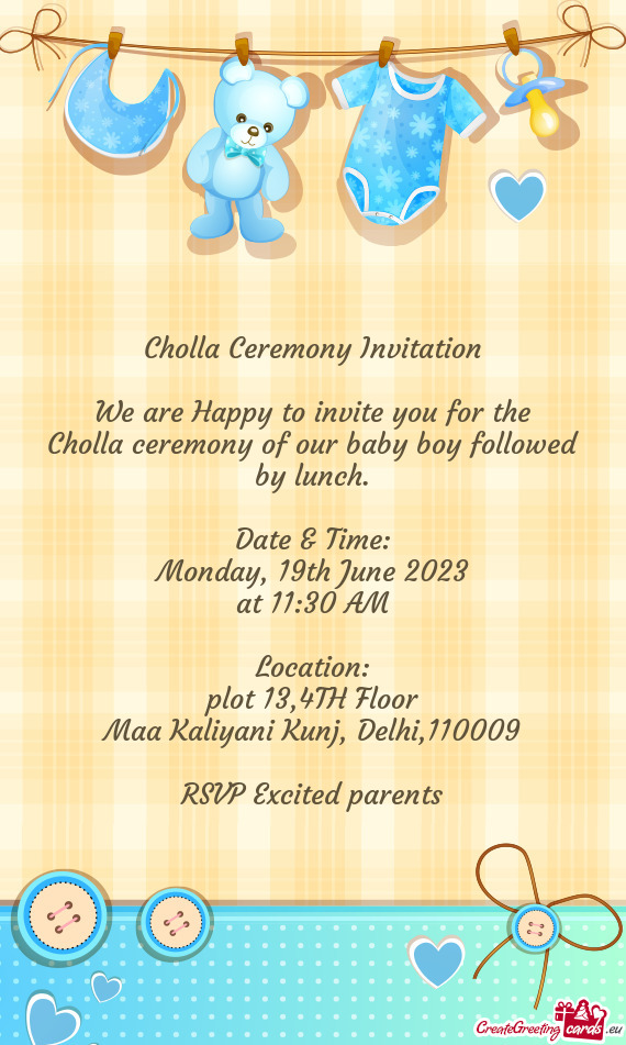 Cholla ceremony of our baby boy followed by lunch